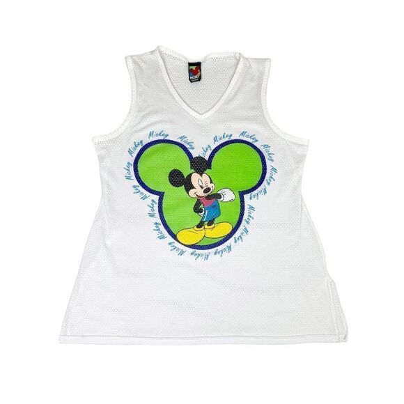 Vintage Mickey Mouse Disney Basketball Jersey White - Picture 1 of 10